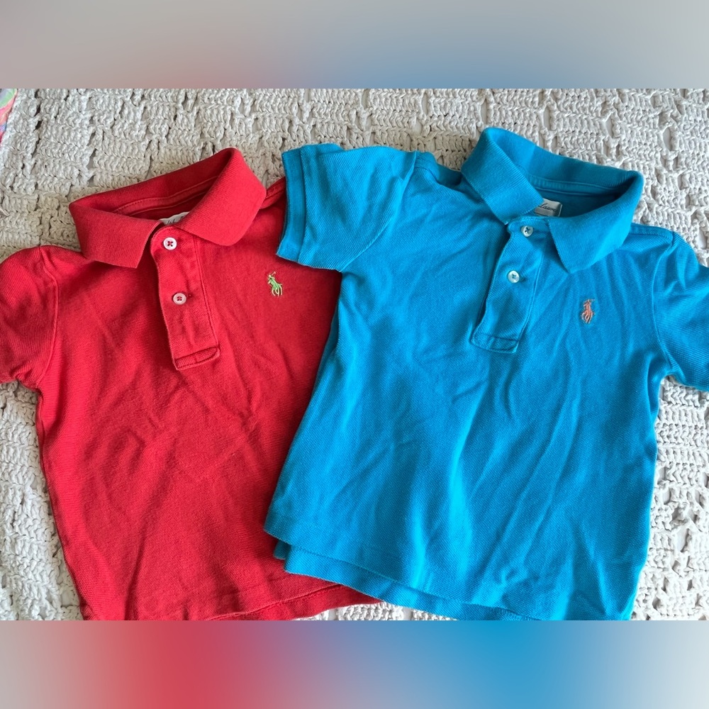 Set of 2 polo shirts. Great condition. Very little use. 12mo boys Ralph Lauren